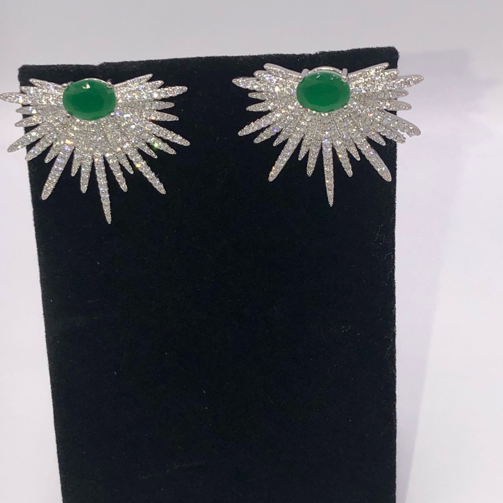18k 3ct Starburst Earrings - Picture 10 of 13